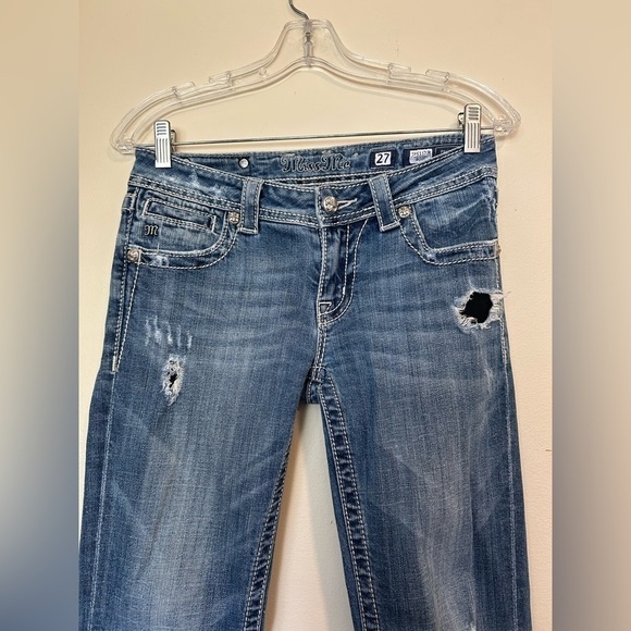 Miss Me Jeans Cross Angel Wings boot cut style Jp5117UR Blue cowgirl western 27 - Picture 6 of 11